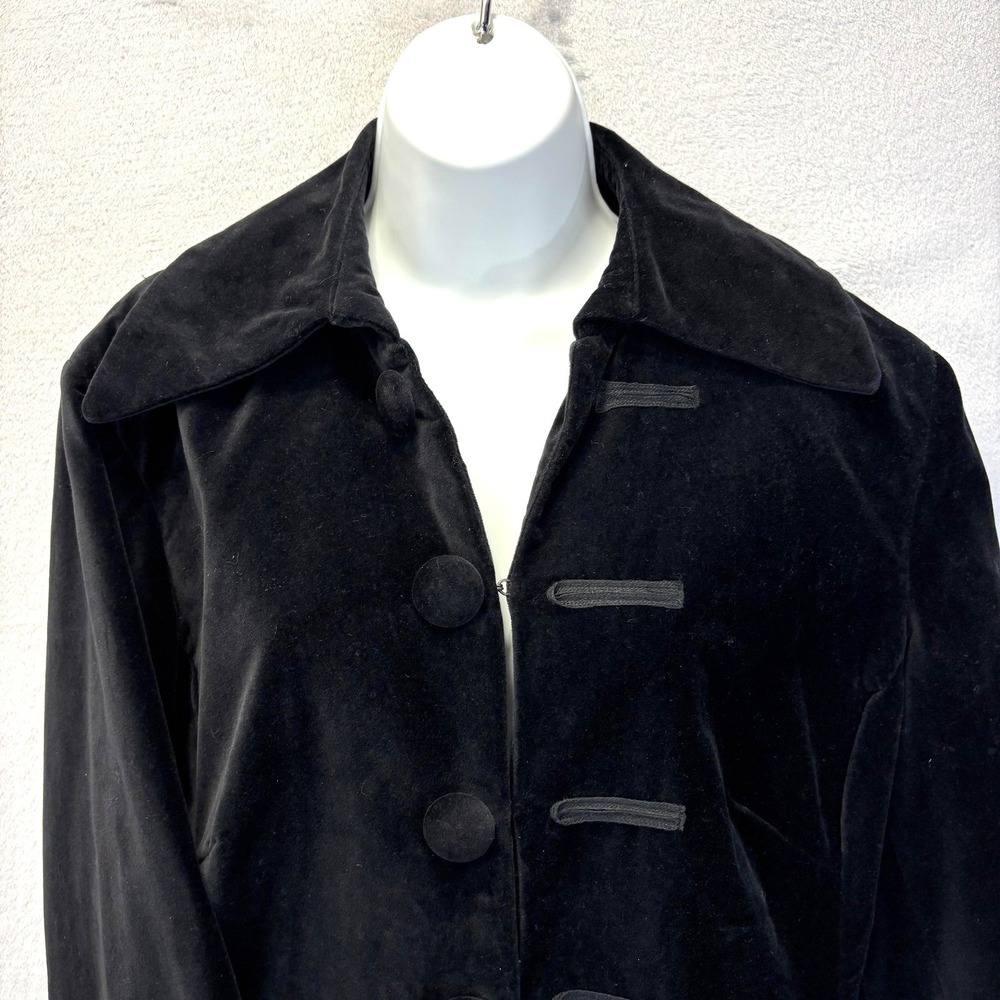 Vintage Newport‎ News Velvet Blazer Jacket Womens 16 Black Steampunk Military XL - Picture 3 of 14